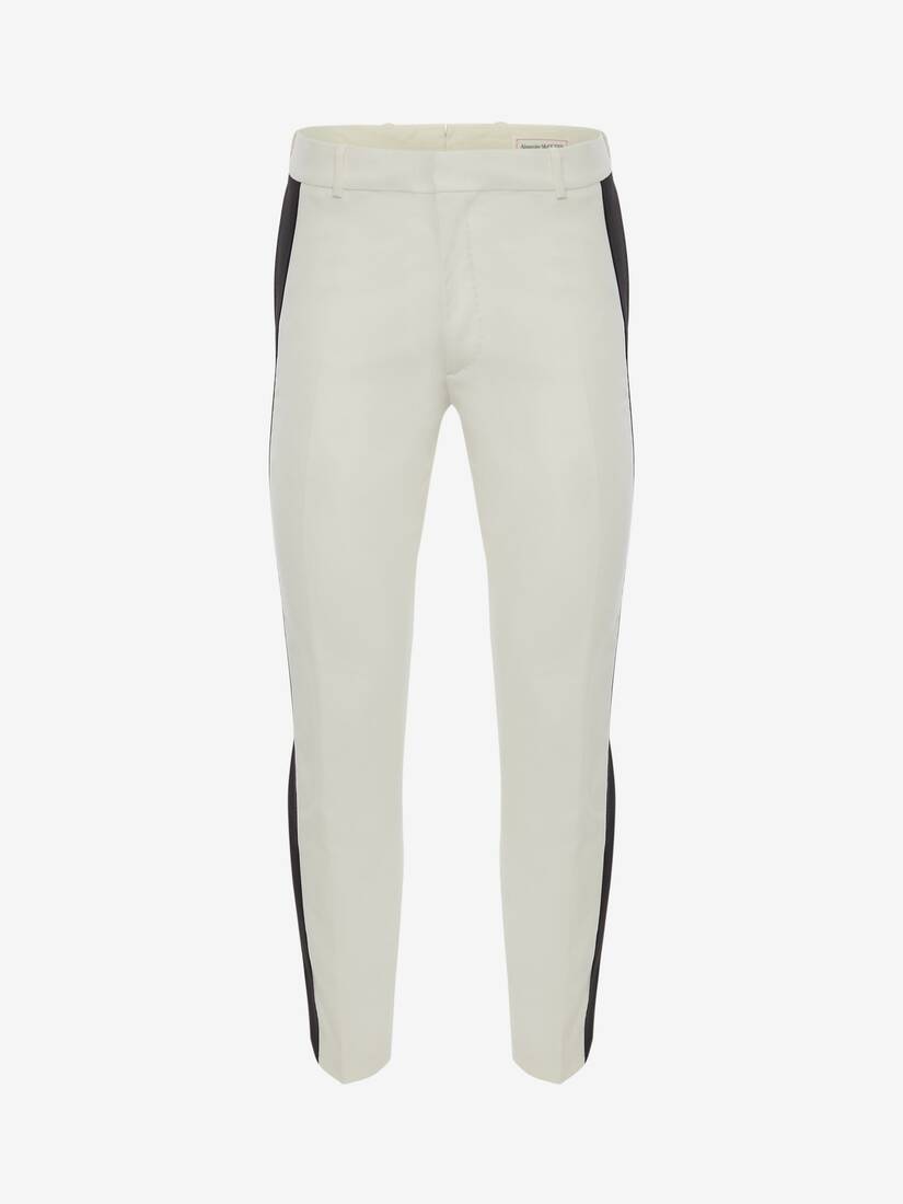 Pantalones Alexander McQueen Wool Gabardine Tuxedo Hombre - Blancos - Mexico 597-YRSZIC